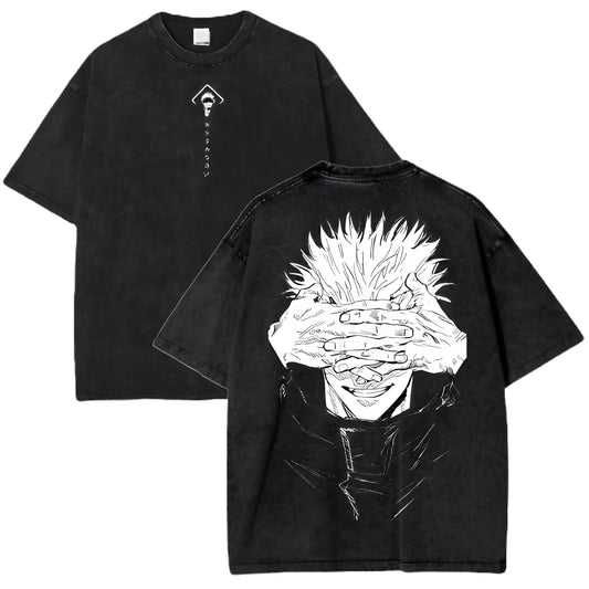 Dark Anime Sorcerer Graphic T-Shirt with Gothic Manga Streetwear Style