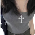 Vintage Cross Pendant Necklace for Gothic Grunge Alternative Fashion Styling