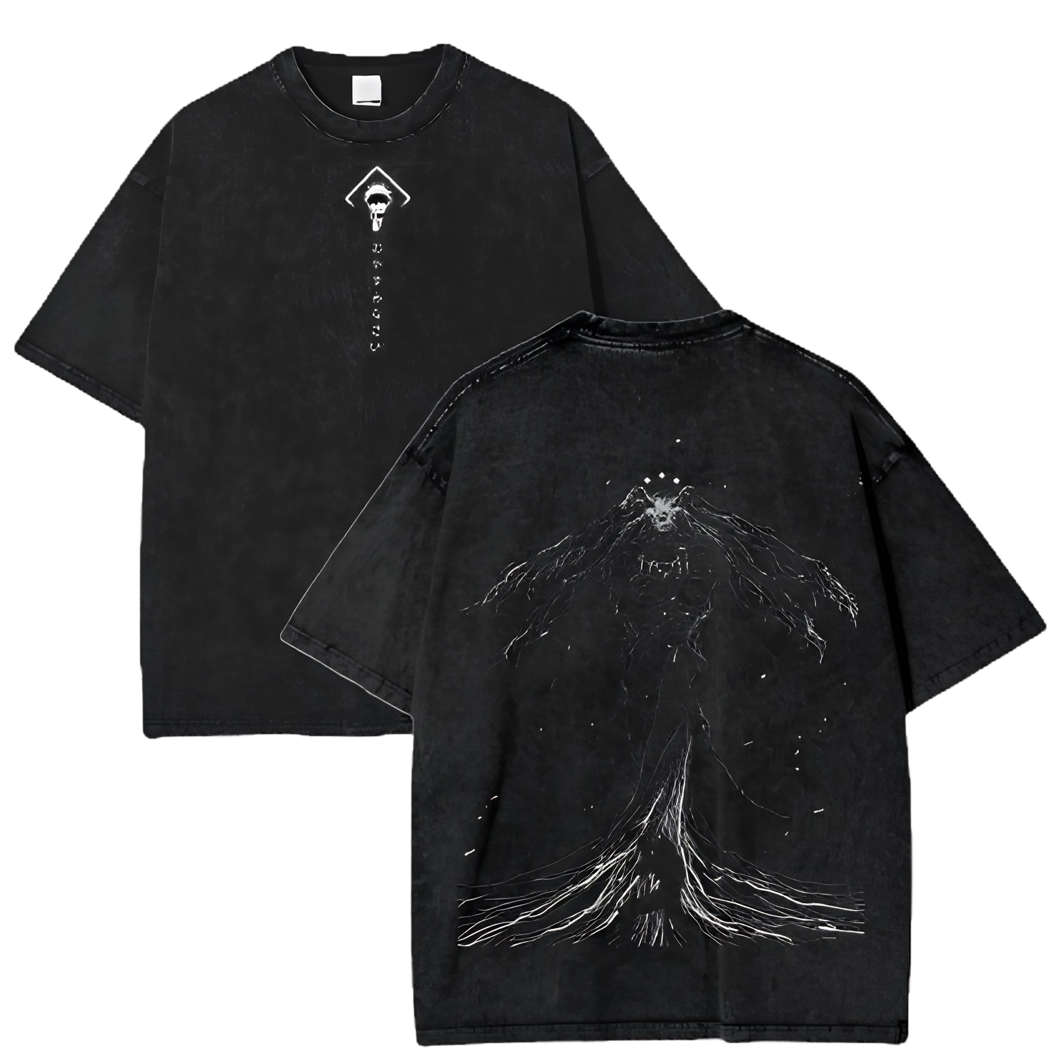 Dark Anime Phantom Graphic T-Shirt with Gothic Manga Streetwear Artwork