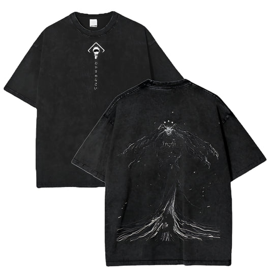 Dark Anime Phantom Graphic T-Shirt with Gothic Manga Streetwear Artwork