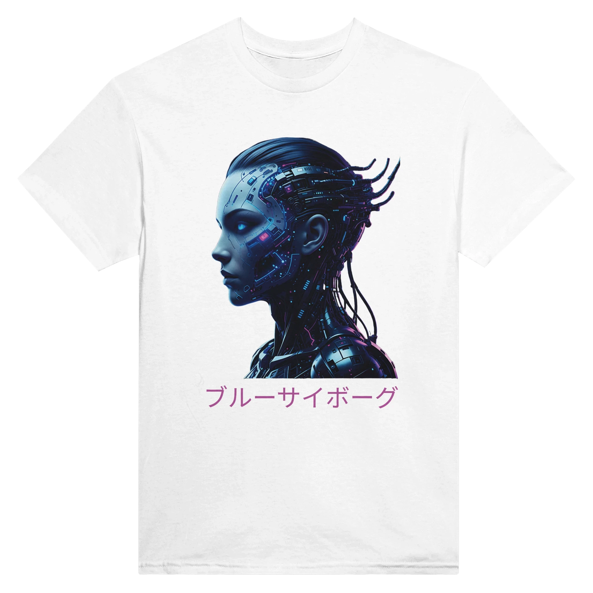 Blue Cyborg T-Shirt – Futuristic Neon Streetwear