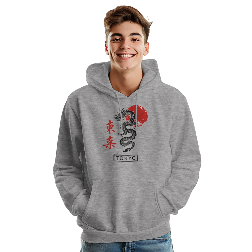 Tokyo Dragon Rising Sun Hoodie - Unisex Comfort Blend