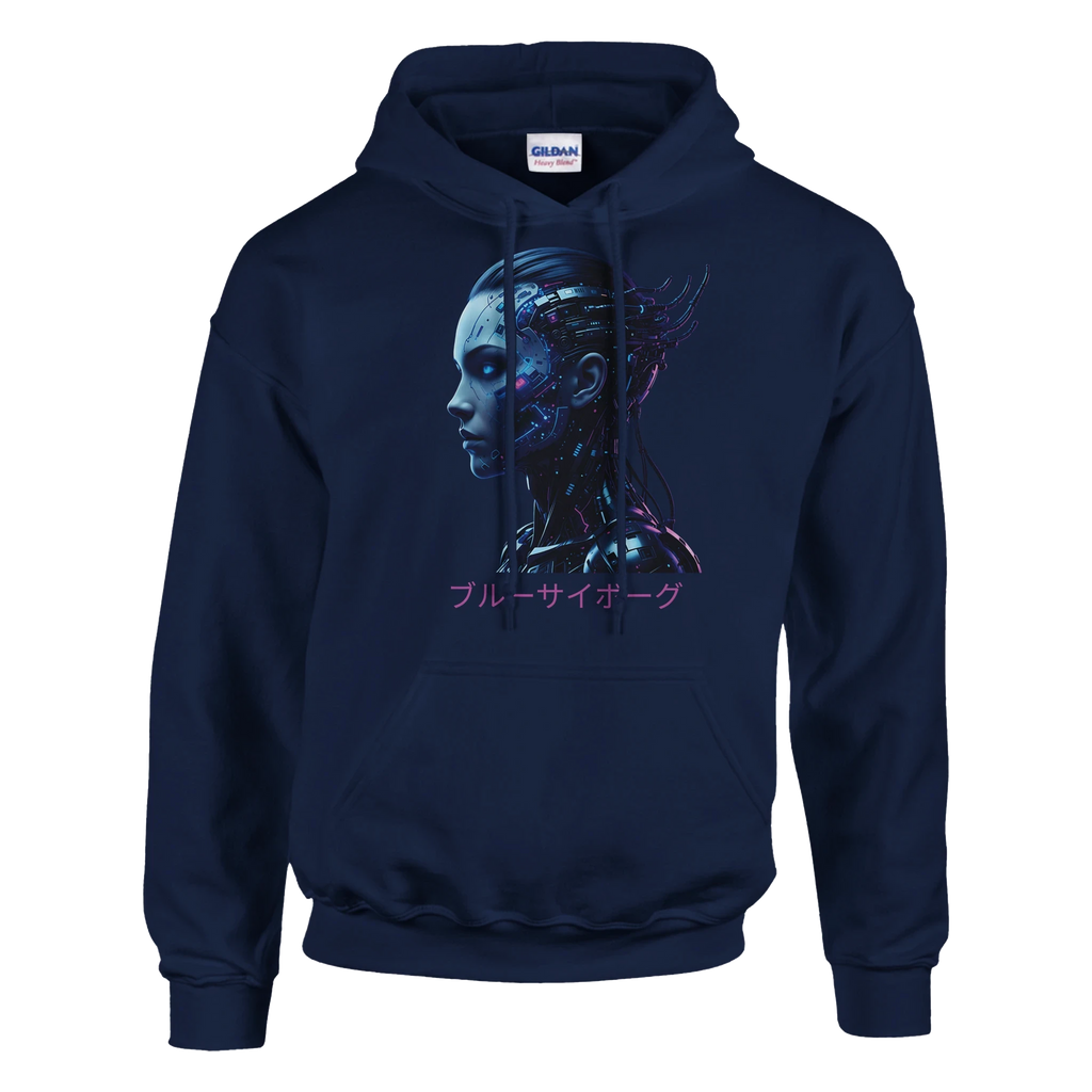 Blue Cyborg Hoodie – Futuristic Neon Streetwear