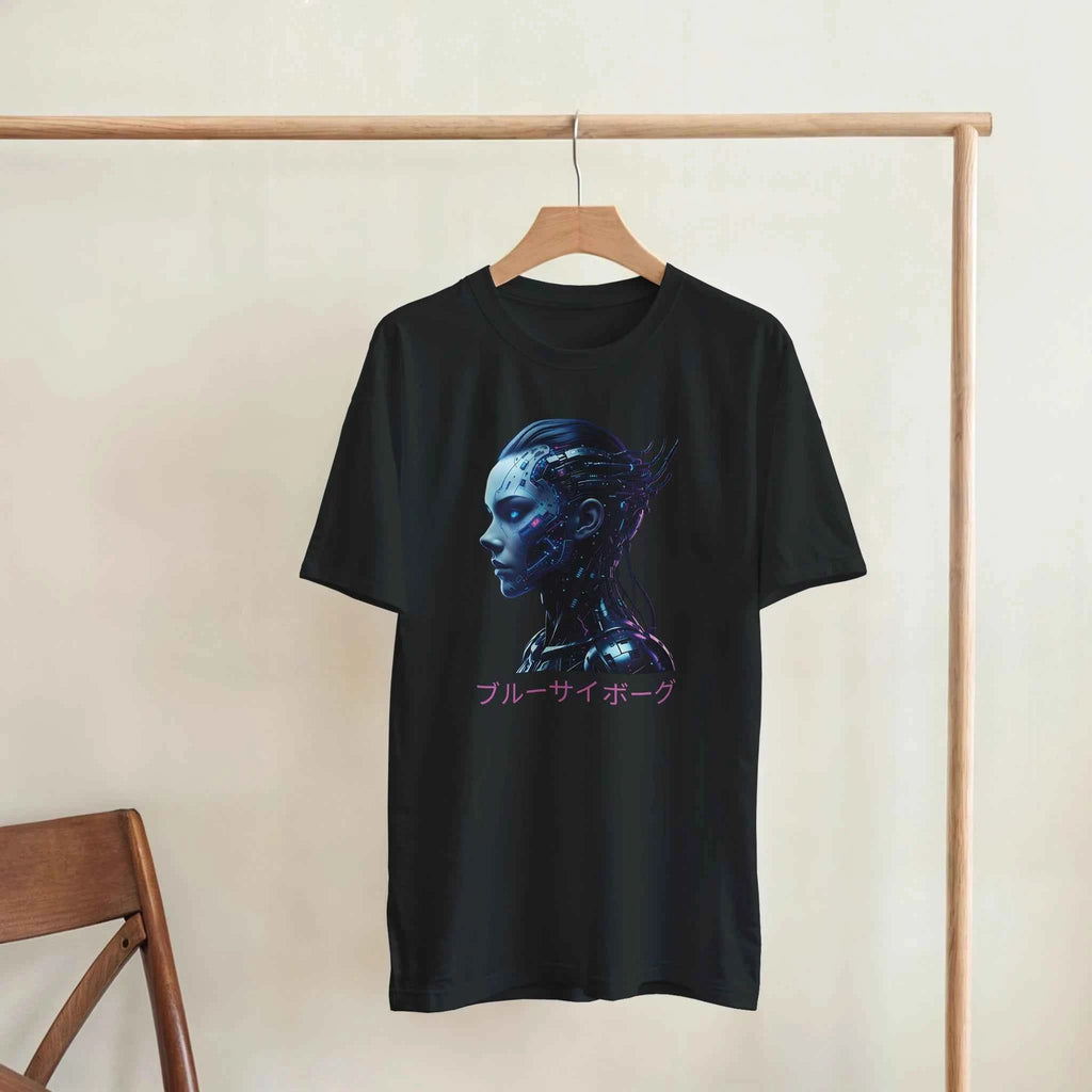 Blue Cyborg T-Shirt – Futuristic Neon Streetwear