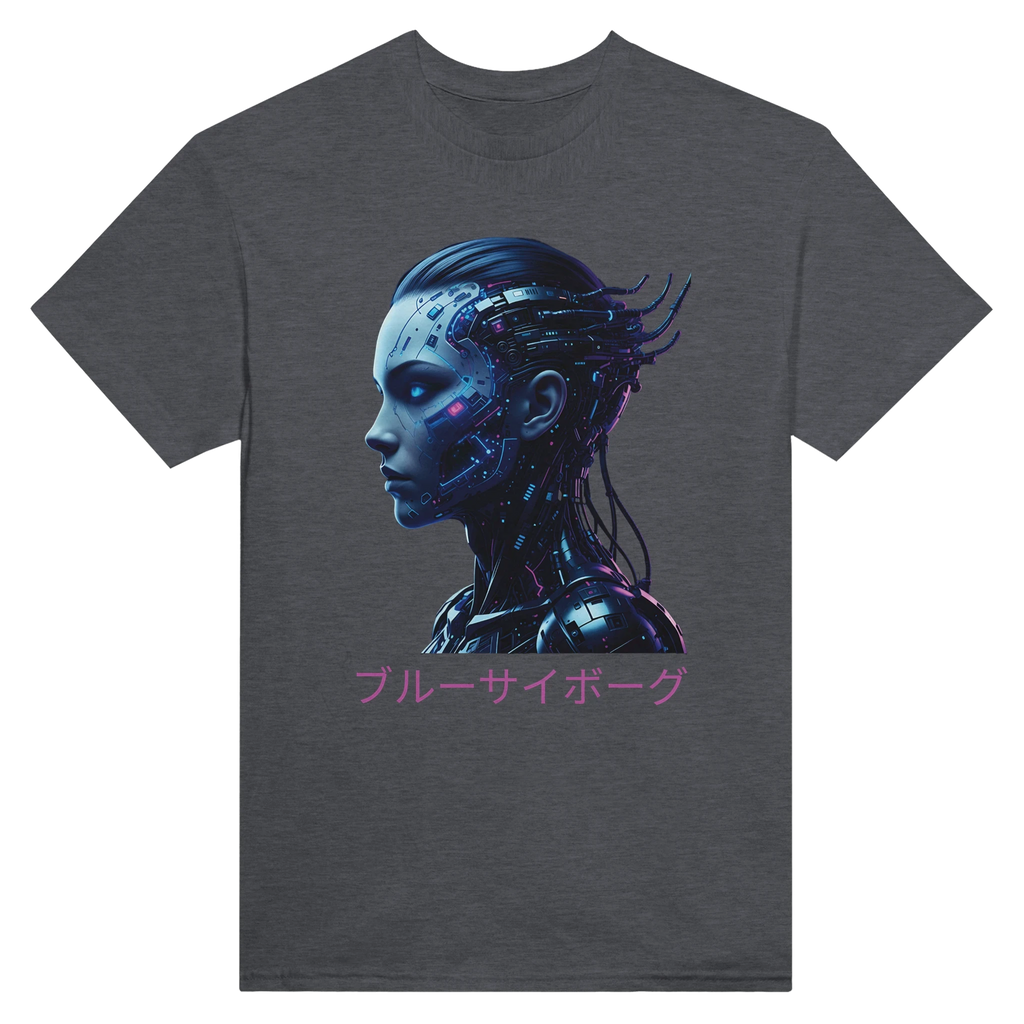 Blue Cyborg T-Shirt – Futuristic Neon Streetwear