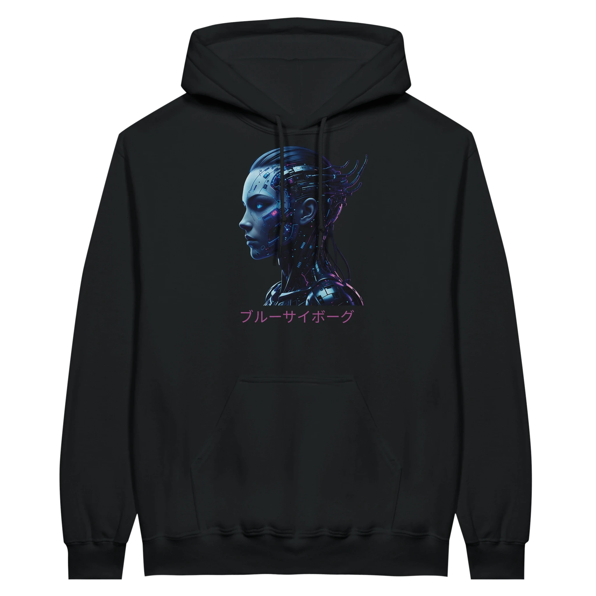 Blue Cyborg Hoodie – Futuristic Neon Streetwear