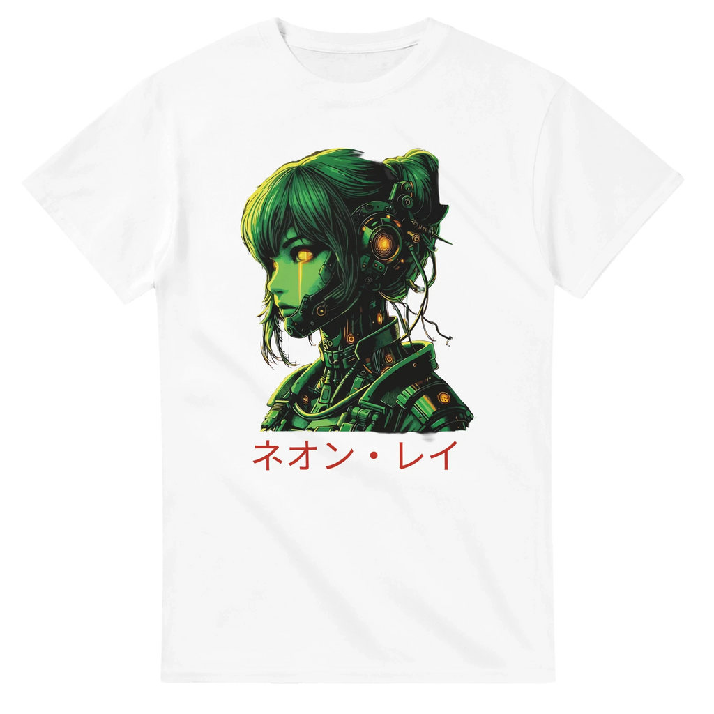 Neon Rae Cyborg Warrior T-Shirt: Sci-Fi Cyberpunk Apparel