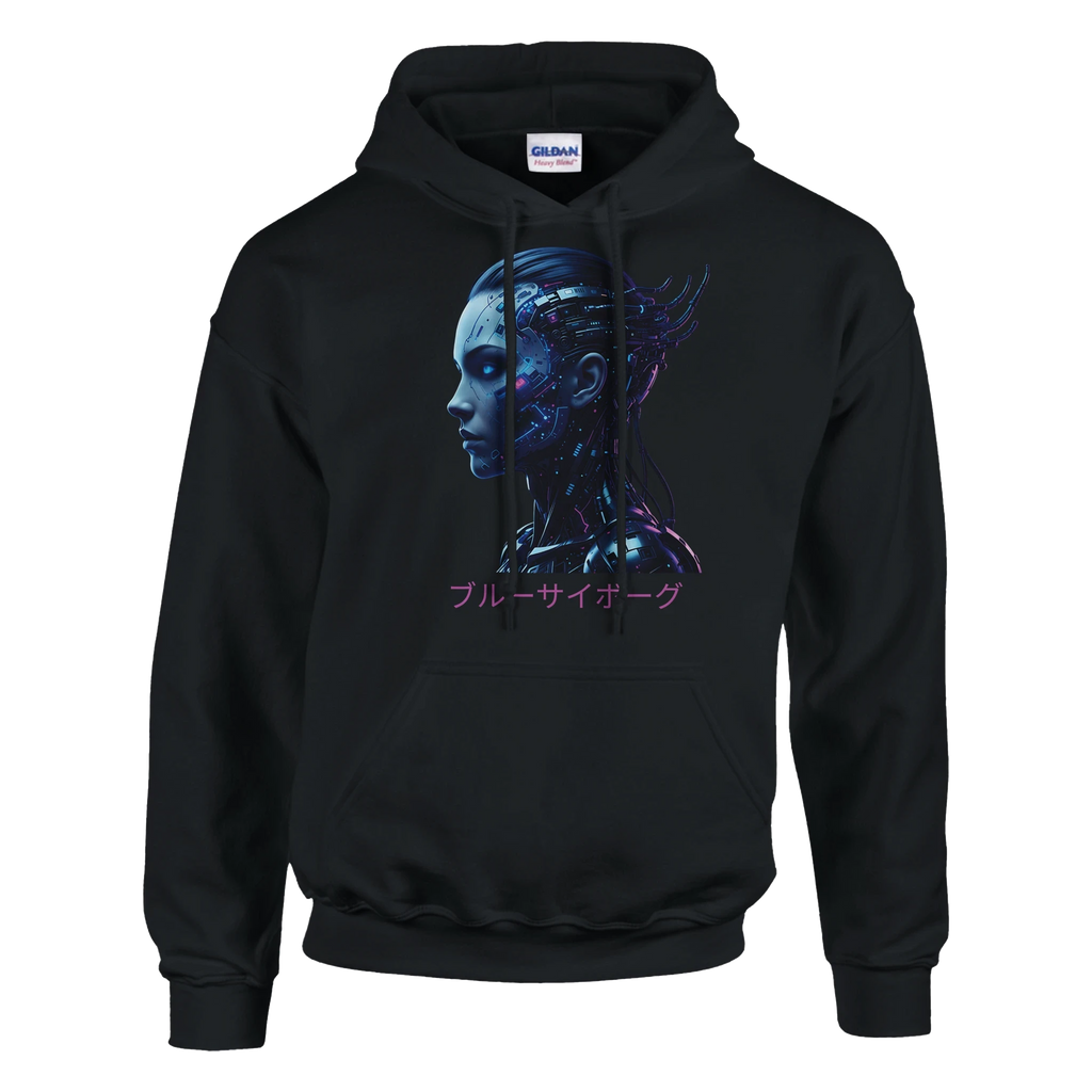 Blue Cyborg Hoodie – Futuristic Neon Streetwear