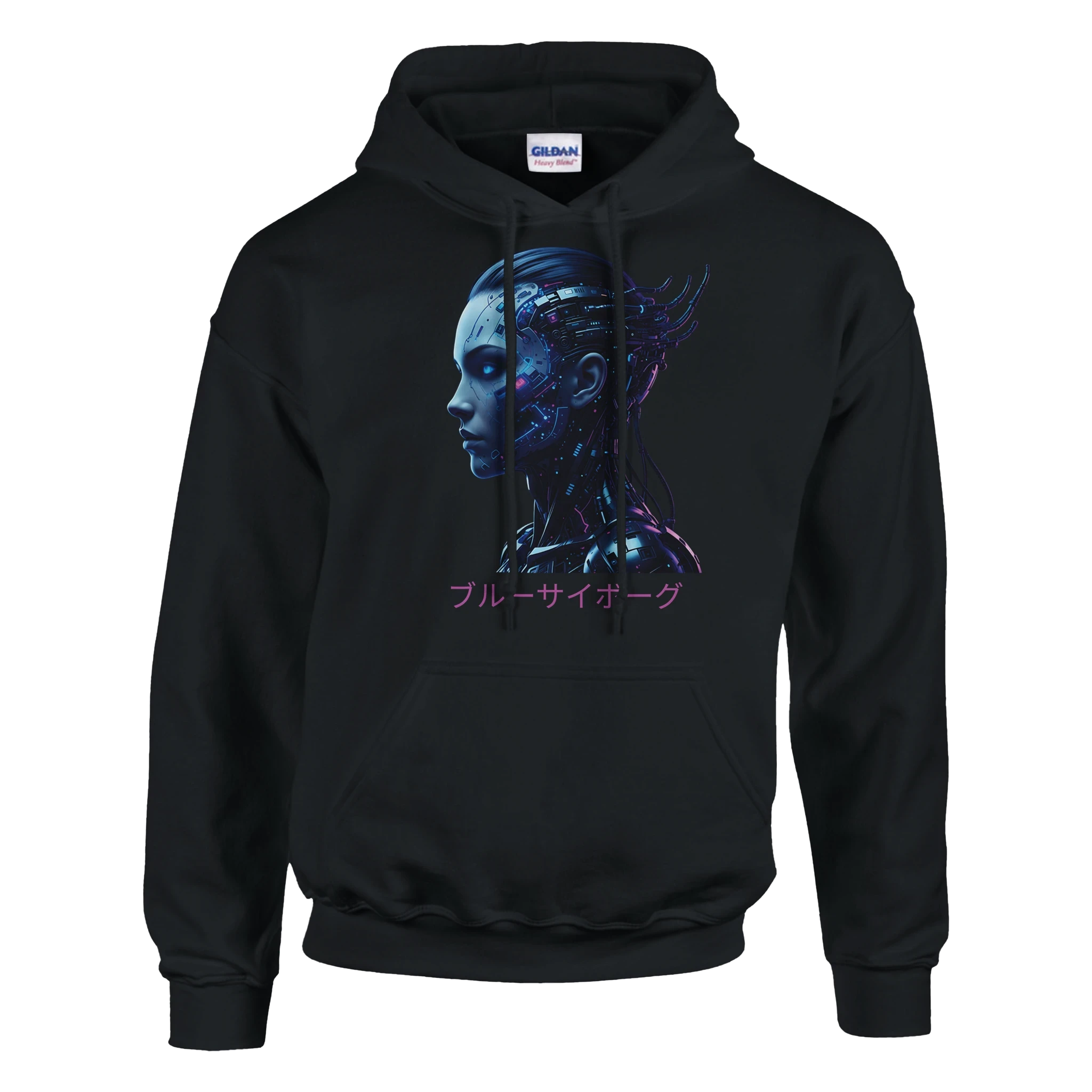 Blue Cyborg Hoodie – Futuristic Neon Streetwear