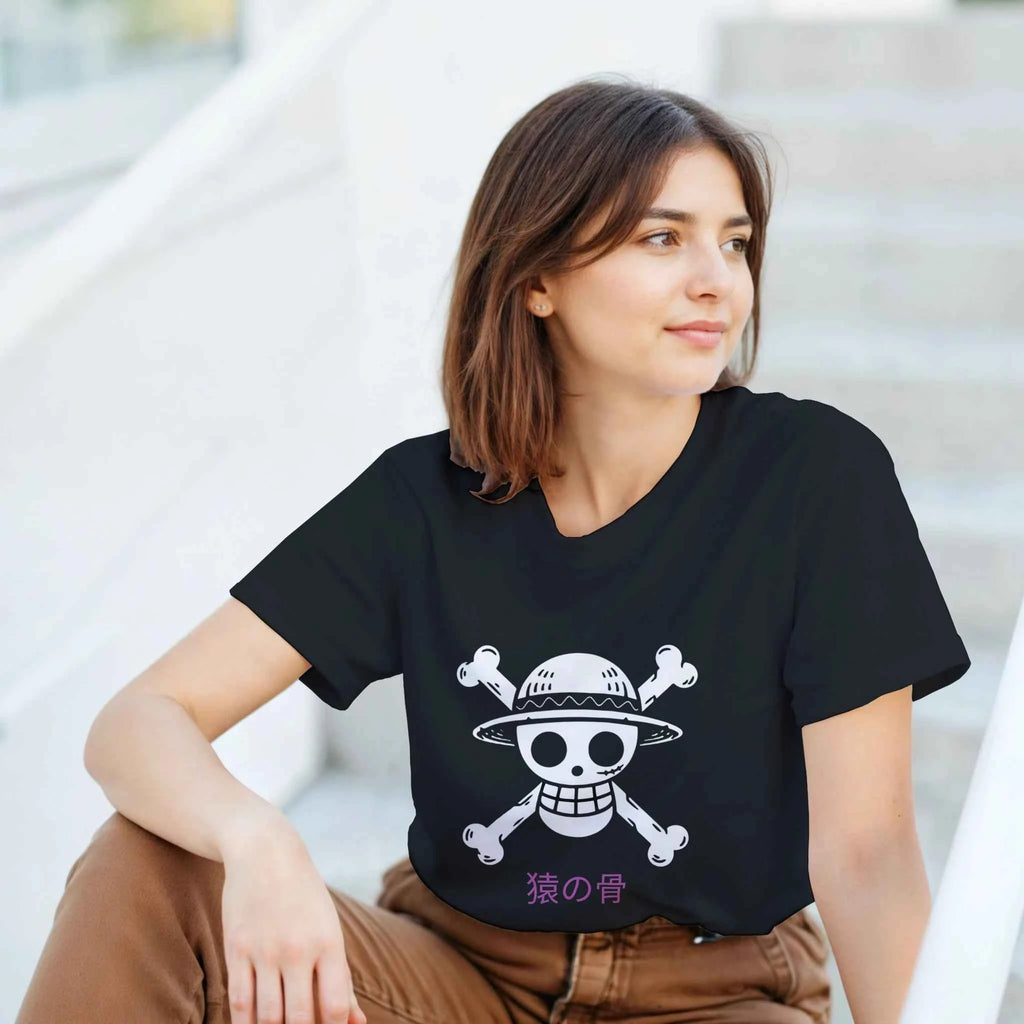 Monkey Bones - One Piece-Inspired T-Shirt   Japanese script says "Monkey Bones"
