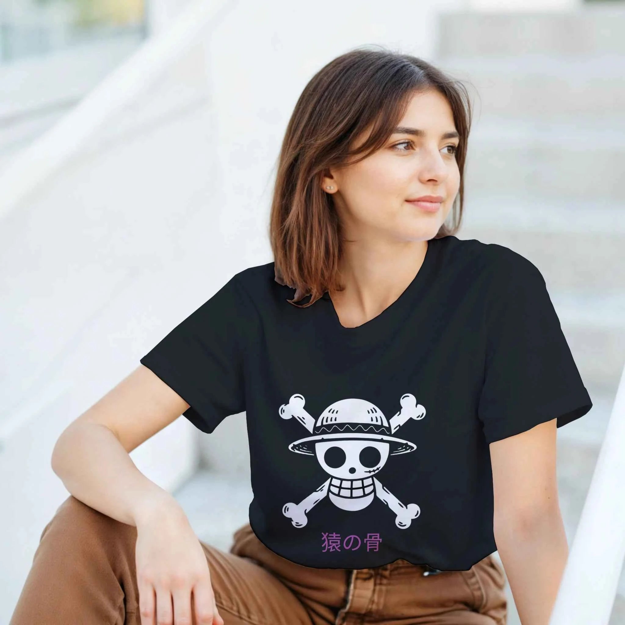Monkey Bones - One Piece-Inspired T-Shirt   Japanese script says "Monkey Bones"