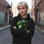 Neon Rae Cyborg Warrior Hoodie: Sci-Fi Cyberpunk Apparel - BigCat Streetwear