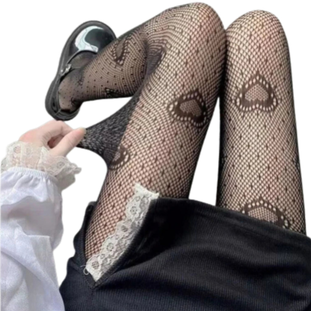 Floral Lace Fishnet Pantyhose High Waist Alternative Fashion Patterned Tights
