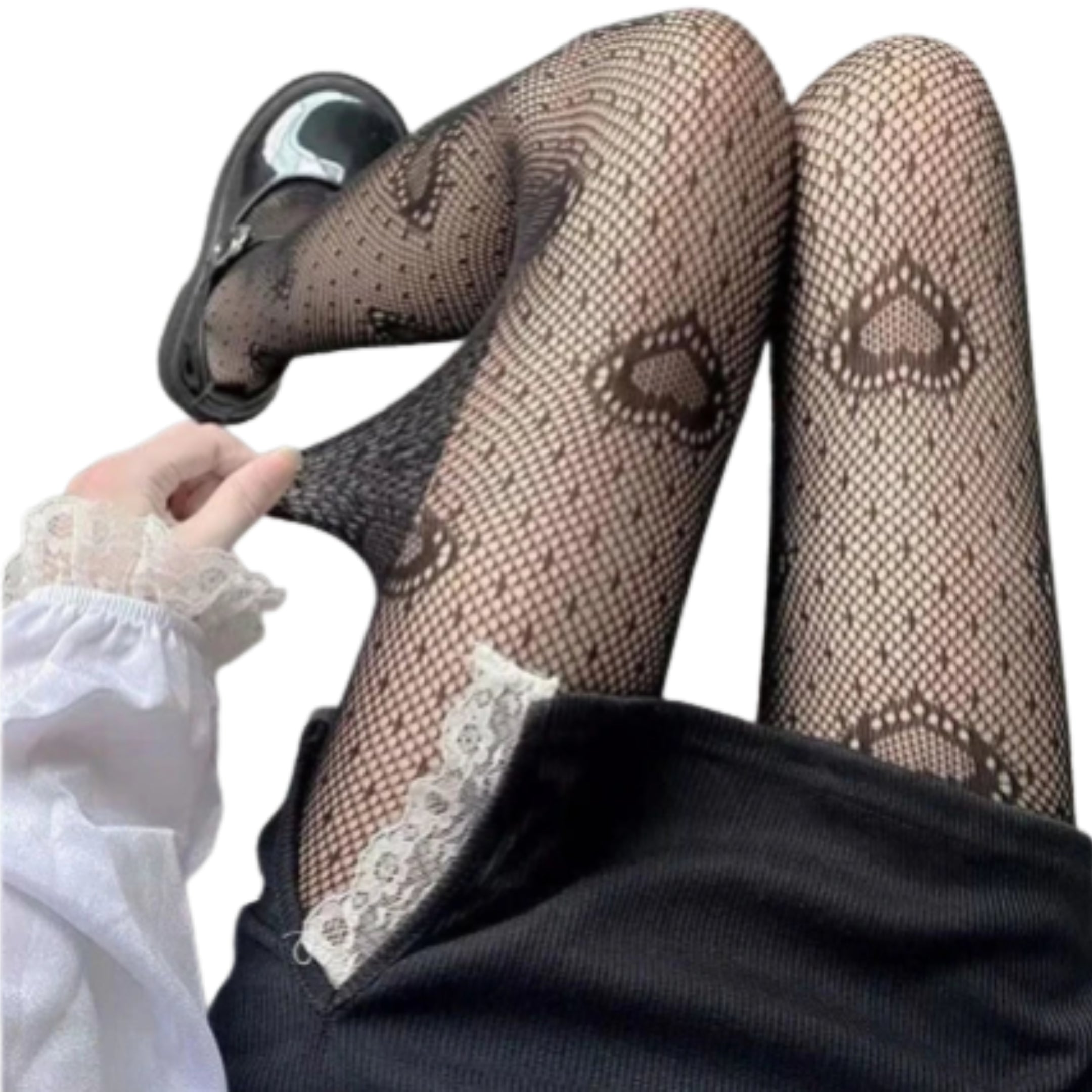 Floral Lace Fishnet Pantyhose High Waist Alternative Fashion Patterned Tights