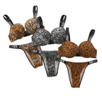 Fierce Animal Print Contour Underwire Bra Set with Statement Crystal Straps