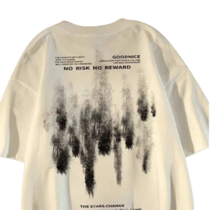 Oversized Abstract Fade Graphic T-Shirt with Contemporary Streetwear Aesthetic