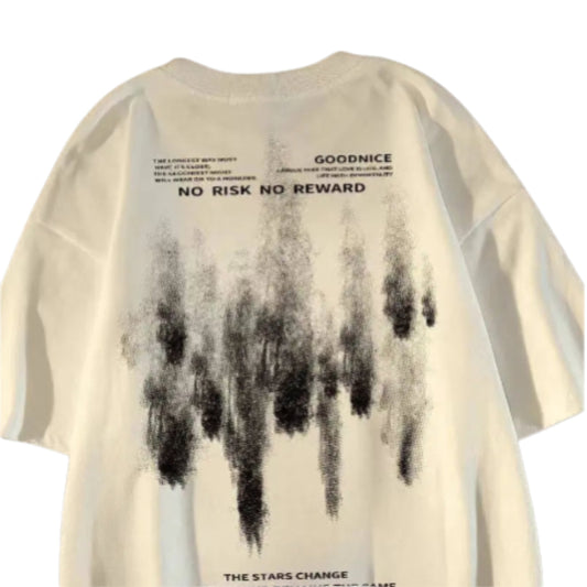 Oversized Abstract Fade Graphic T-Shirt with Contemporary Streetwear Aesthetic