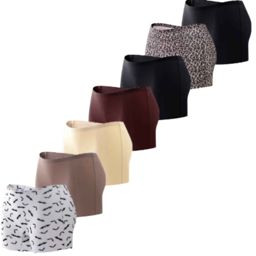 7-Piece Women’s Seamless Mid-Rise Boyshorts Set with Laser-Cut Edges, Stretch Construction and Assorted Colors
