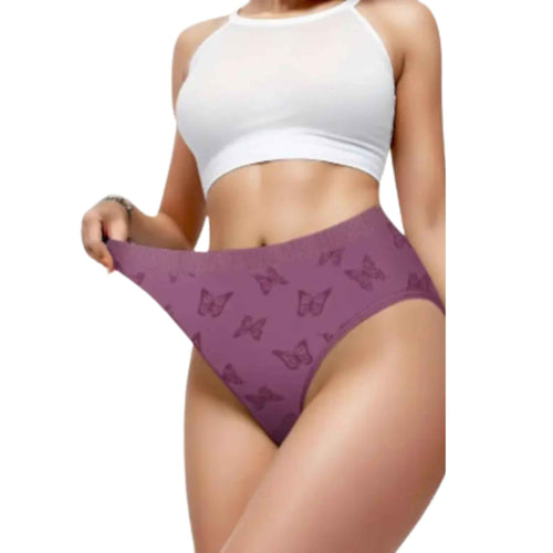 5-Piece Women’s Butterfly Print Low-Rise Briefs Set with Colorful Patterns, Smooth Silhouette and Playful Feminine Design