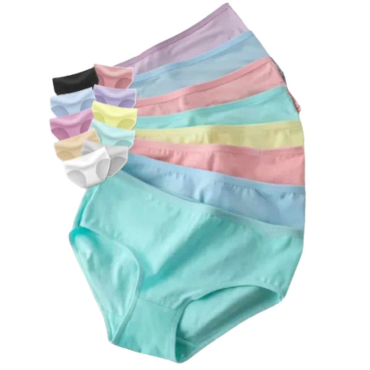 10-Piece Women’s Assorted Pastel Triangle Briefs Set in Macaron-Inspired Colors with Elastic Waistbands