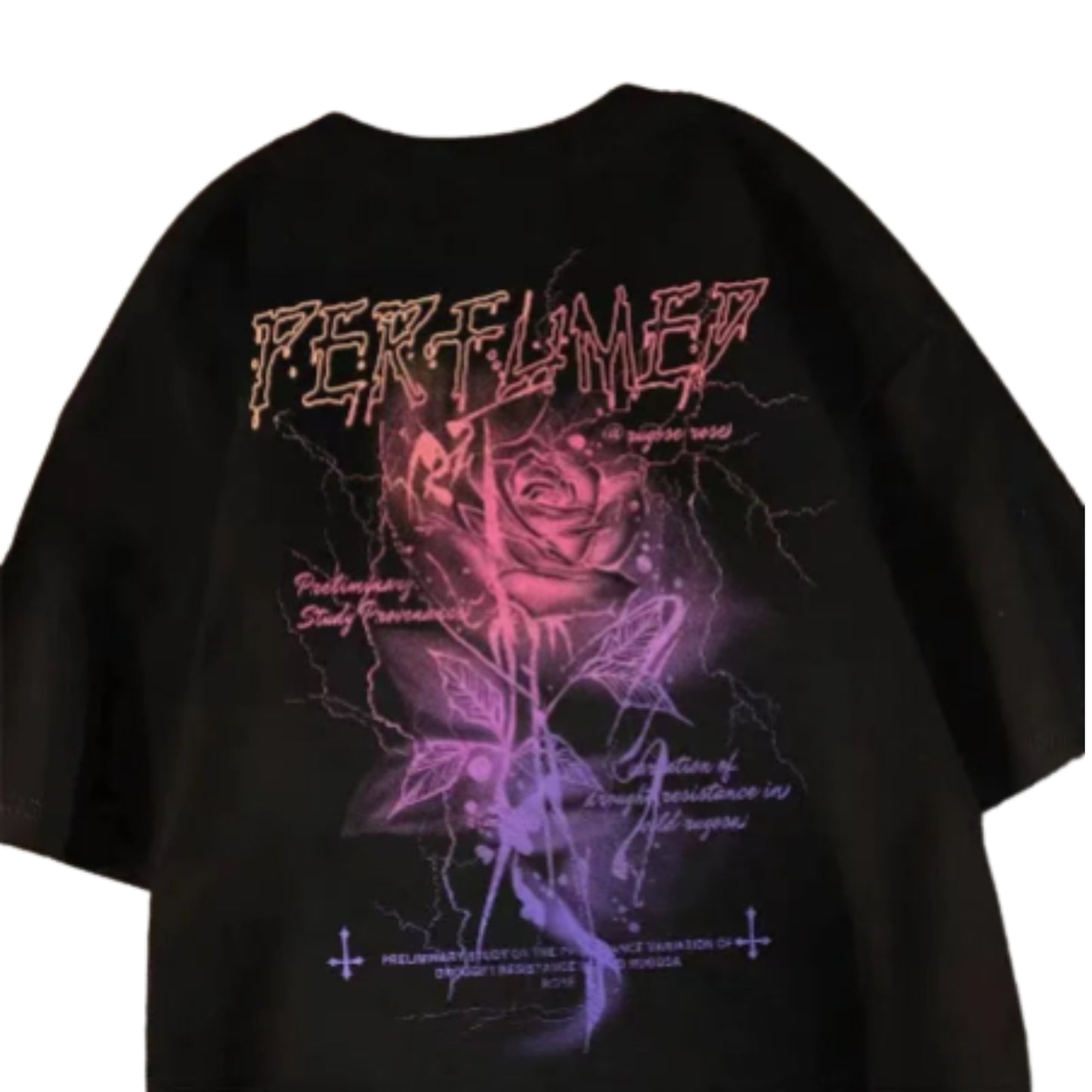 Rose Graphic Streetwear Cotton Blend T-Shirt With Edgy Urban Artwork