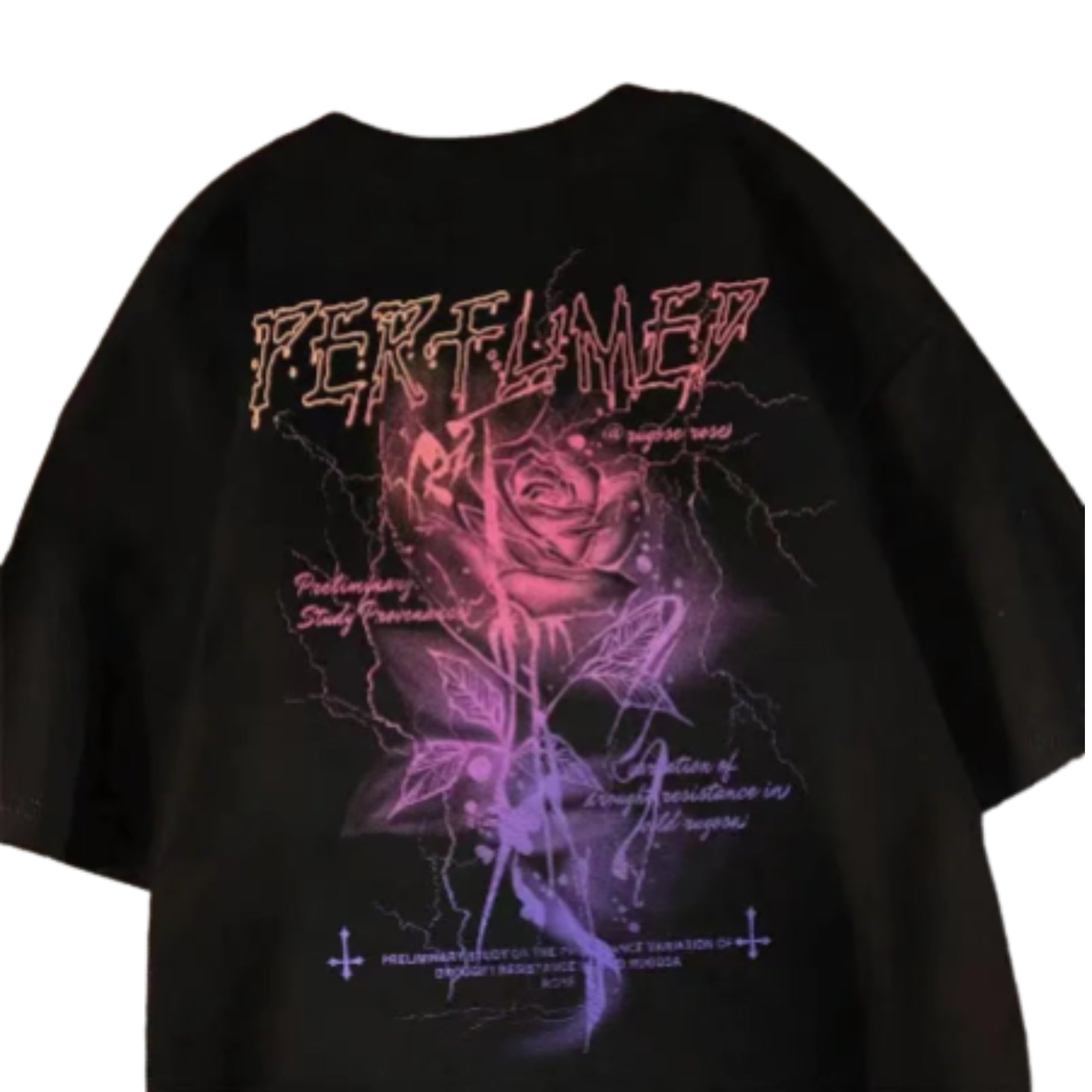 Rose Graphic Streetwear Cotton Blend T-Shirt With Edgy Urban Artwork