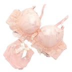 Lavender Butterfly Embroidery Push-Up Bra and High-Waist Panty Set