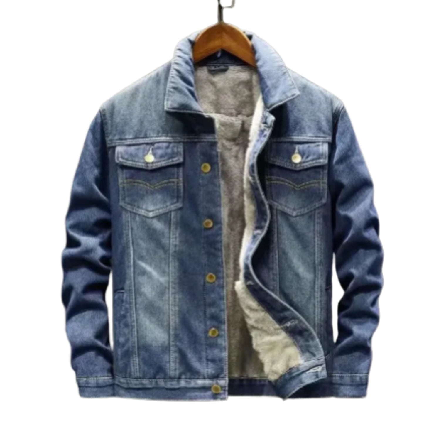 Fleece Lined Denim Jacket with Relaxed Fit Contemporary Streetwear Outerwear
