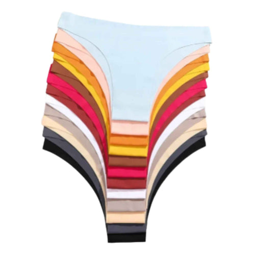 5-Piece Women’s Seamless Low-Rise Brazilian Briefs Set with Colorful Striped Details, Smooth Silhouette and Assorted Designs