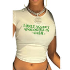 Women's Typography Graphic Crop T-Shirt for Casual Modern Streetwear Everyday Fashion Style