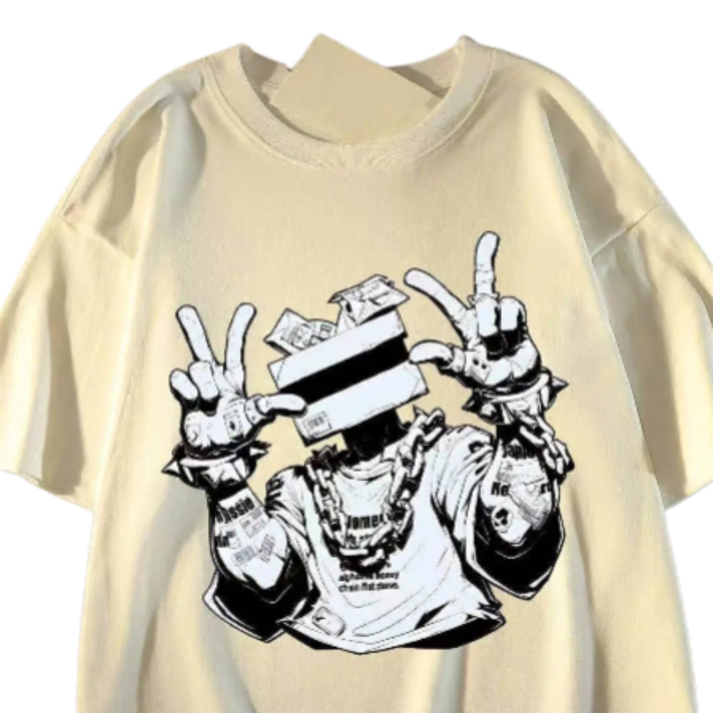 Urban Figure Graphic Streetwear Cotton T-Shirt With Printed Artwork Style