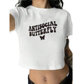 Butterfly Graphic Crop Tee with Relaxed Fit and Casual Streetwear Appeal