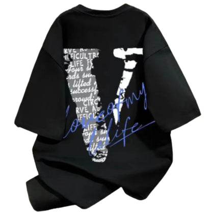 Oversized Typography Graphic T-Shirt with Modern Y2K Streetwear Aesthetic