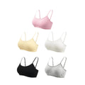 5-Piece Girls’ Cotton Training Bra Set with Chest Pads and Adjustable Shoulder Straps