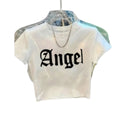 Gothic Typography Crop Tee with Fitted Baby Tee Streetwear Silhouette