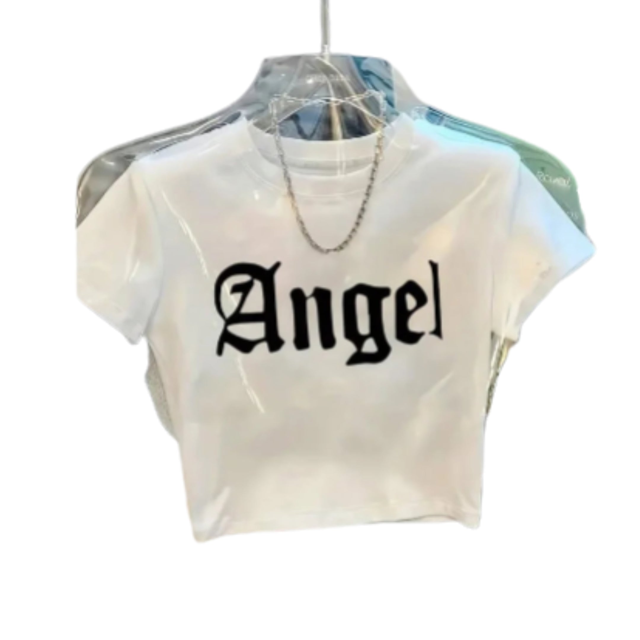 Gothic Typography Crop Tee with Fitted Baby Tee Streetwear Silhouette