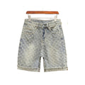 Men's Loose Fit Washed Denim Shorts with Distressed Details and Relaxed Streetwear Style