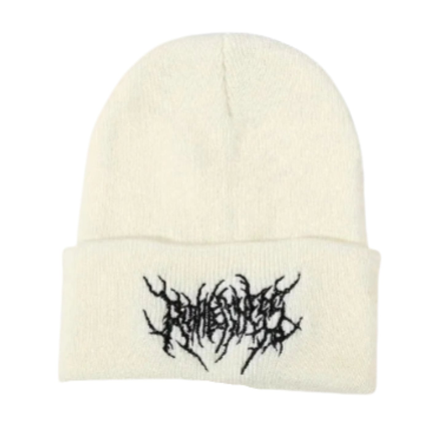 Gothic Inspired Embroidered Acrylic Knit Beanie for Contemporary Streetwear Winter Everyday Fashion Style