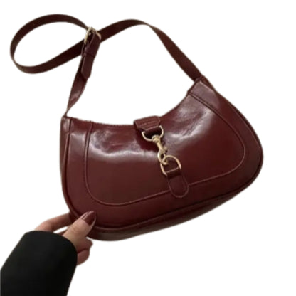 Minimalist Patent Leather Baguette Shoulder Bag with Everyday Compact Design
