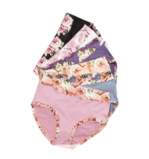 6-Piece Women’s Plus-Size High-Waisted Printed Panties Set with Feminine Floral Patterns and Classic Full Brief Silhouette