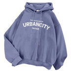 Women's Relaxed Graphic Pullover Hoodie with Minimal Typography Casual Streetwear Sweatshirt