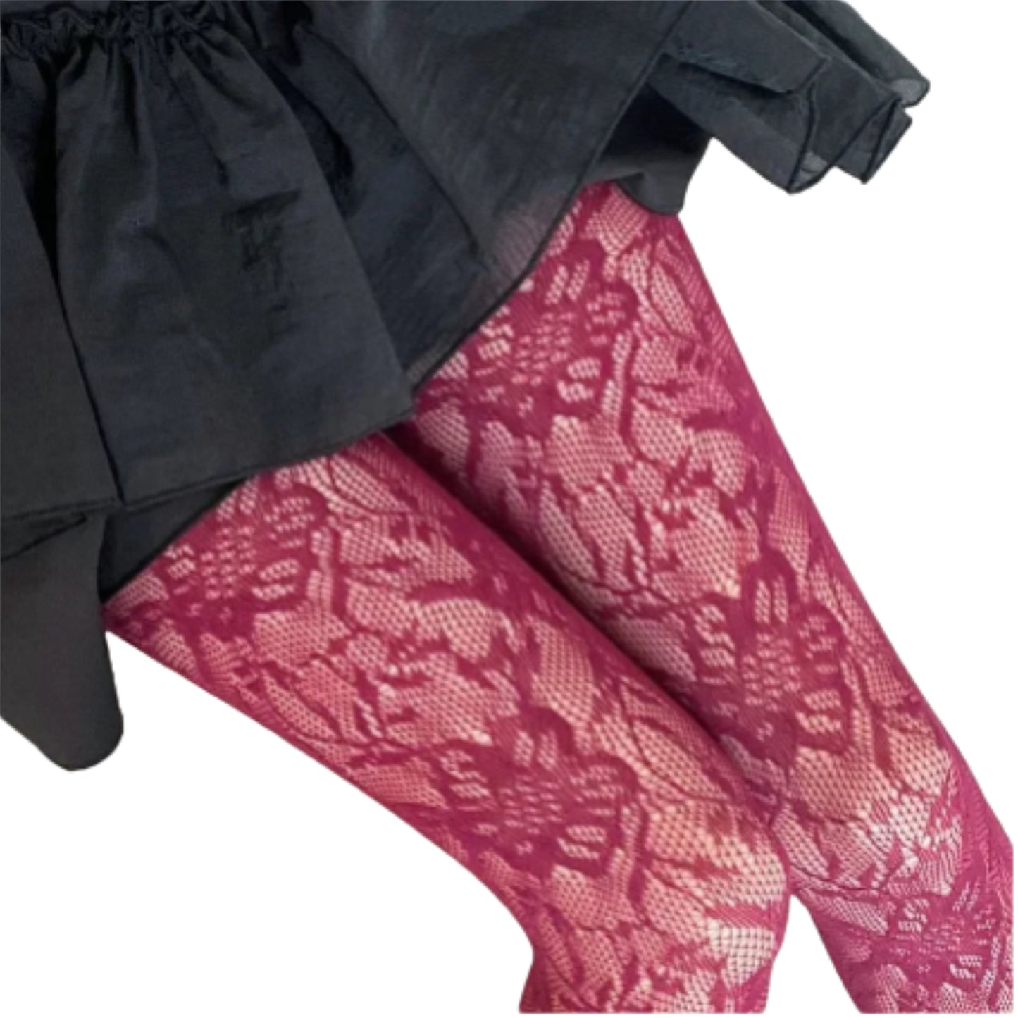 Floral Embroidered Mesh Stockings with Sheer Lace Pattern for Contemporary Streetwear Styling