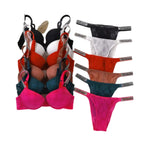 Vivid Contour Underwire Bra and Thong Set with Crystal-Embellished Straps