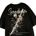 Oversized Floral Sword Graphic Cotton T-Shirt with High Street Fashion Styling