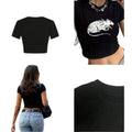 Alternative Graphic Crop Tee with Fitted Silhouette and Short Sleeve Streetwear Style
