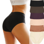 6-Piece Women’s High-Waisted Seamless Briefs Set with Smooth Stretch Construction, Cotton Crotch and Assorted Solid Colors