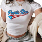 Retro Destination Graphic Baby Tee with Fitted Crop Streetwear Silhouette